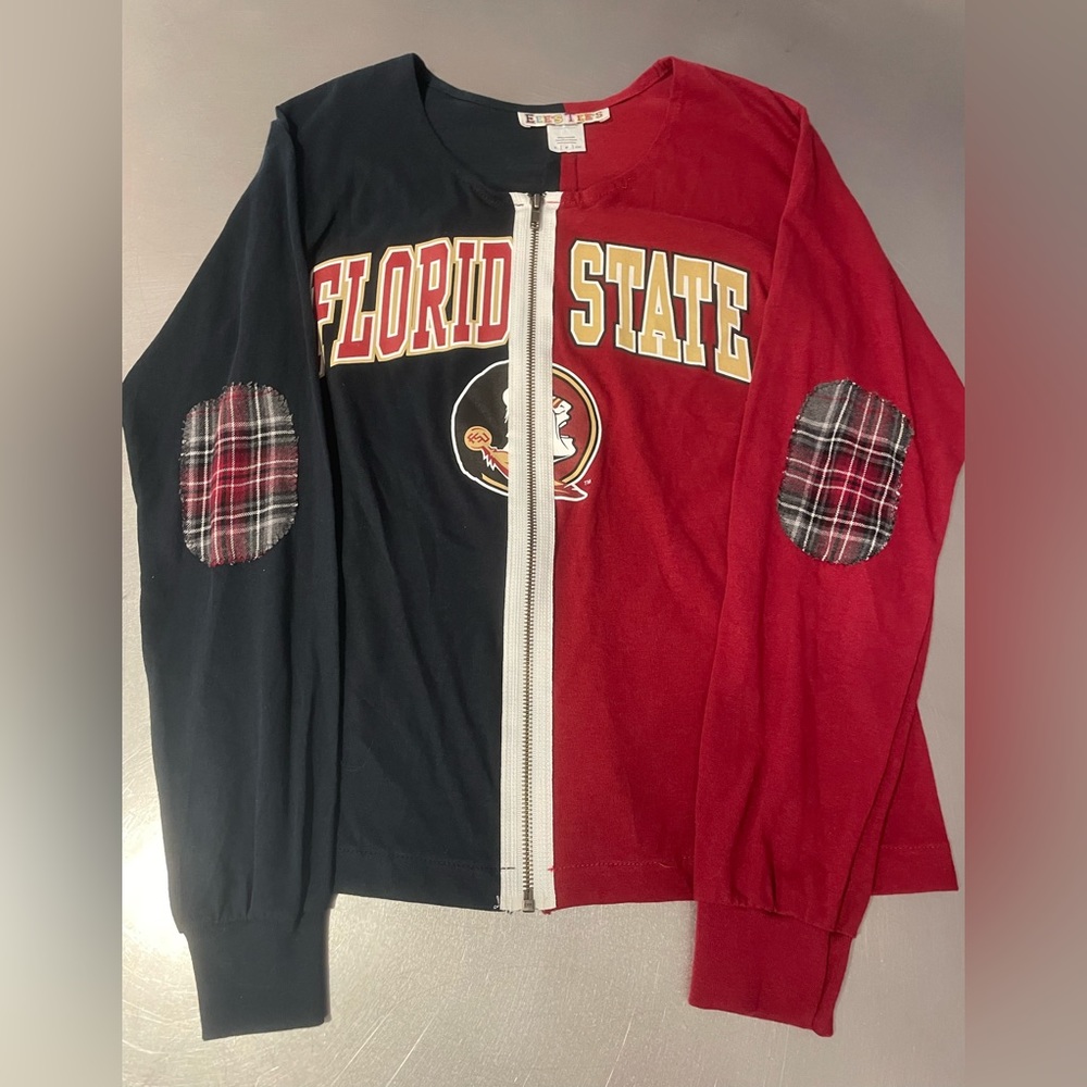 Florida State University zip front long sleeve split tshirt